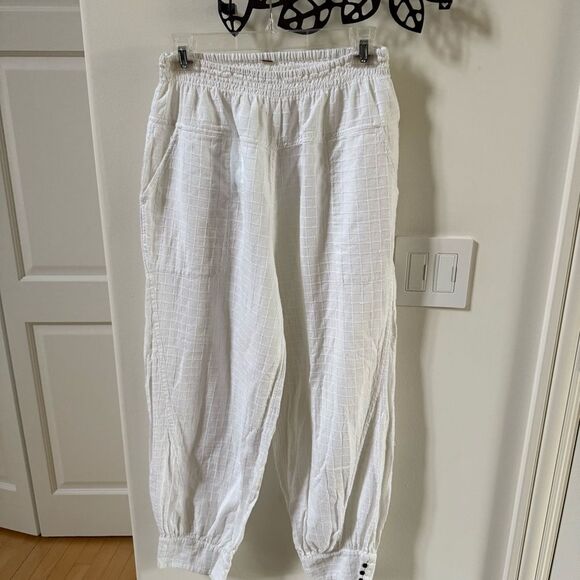 Free People Check It Out Tonal Embroidered Pants in Ivory M - Picture 5 of 16
